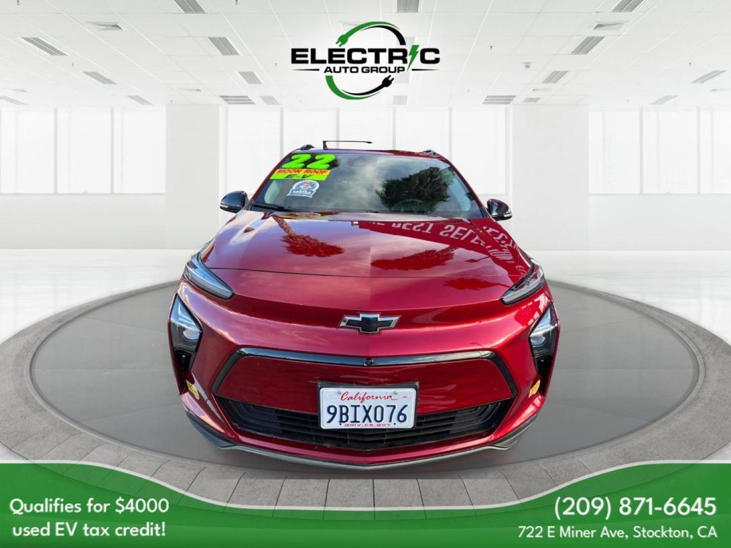 BURGUNDY /BLUE Chevrolet Bolt EV (1G1FZ6S06N4) , located at 722 E Miner Ave, Stockton, CA, 95202, (209) 871-6645, 37.956711, -121.282310 - PLUS TAXES AND FEES - Photo#1