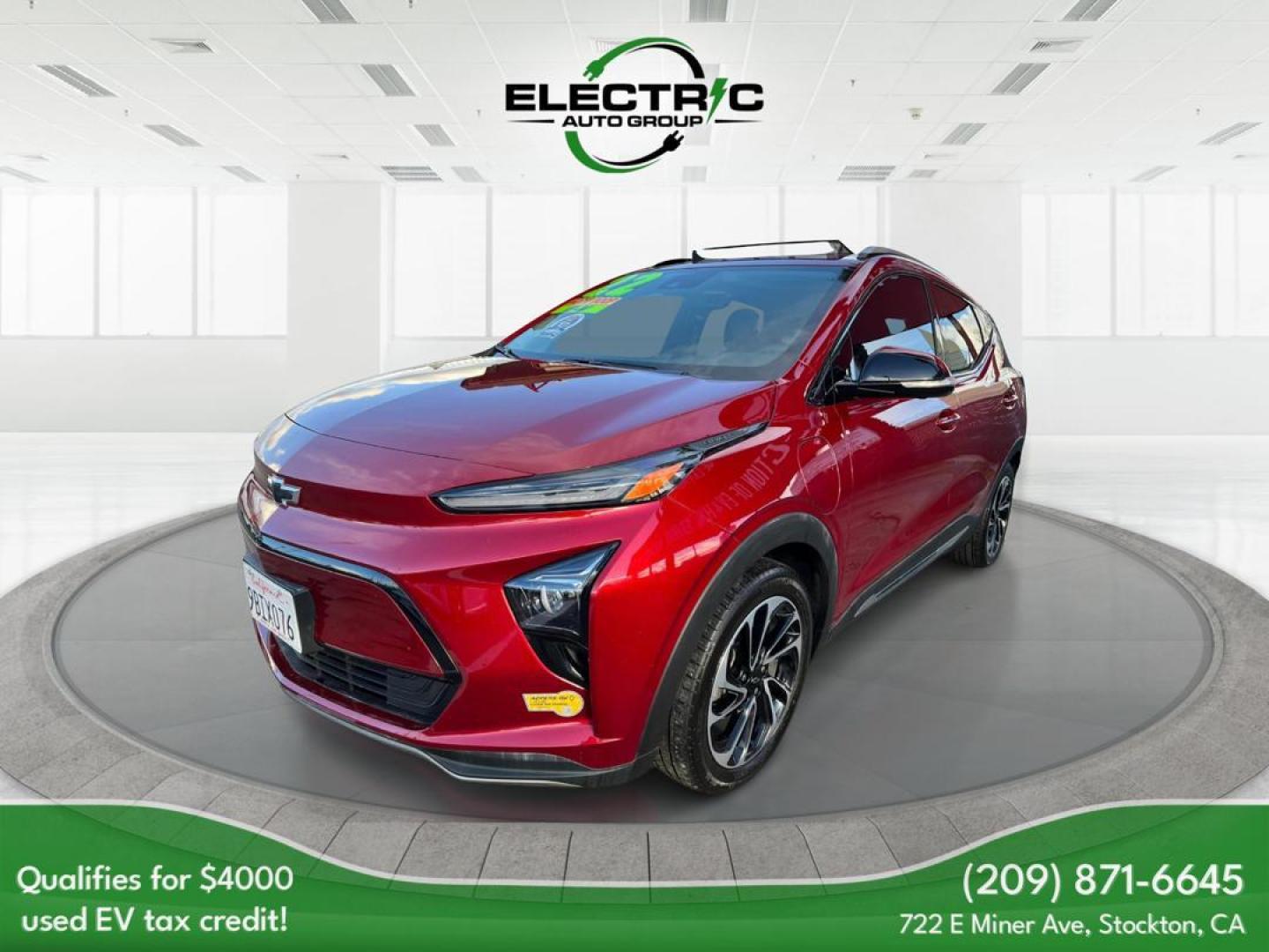 BURGUNDY /BLUE Chevrolet Bolt EV (1G1FZ6S06N4) , located at 722 E Miner Ave, Stockton, CA, 95202, (209) 871-6645, 37.956711, -121.282310 - PLUS TAXES AND FEES - Photo#2