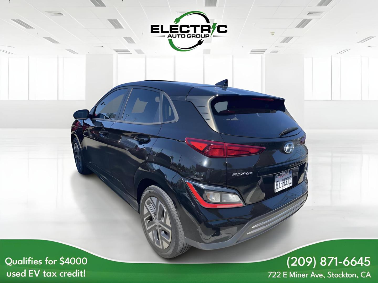 2022 BLACK /BLACK Hyundai Kona EV Limited (KM8K33AG9NU) with an ELECTRIC engine, 1A transmission, located at 722 E Miner Ave, Stockton, CA, 95202, (209) 871-6645, 37.956711, -121.282310 - PLUS TAXES AND FEES - Photo#3