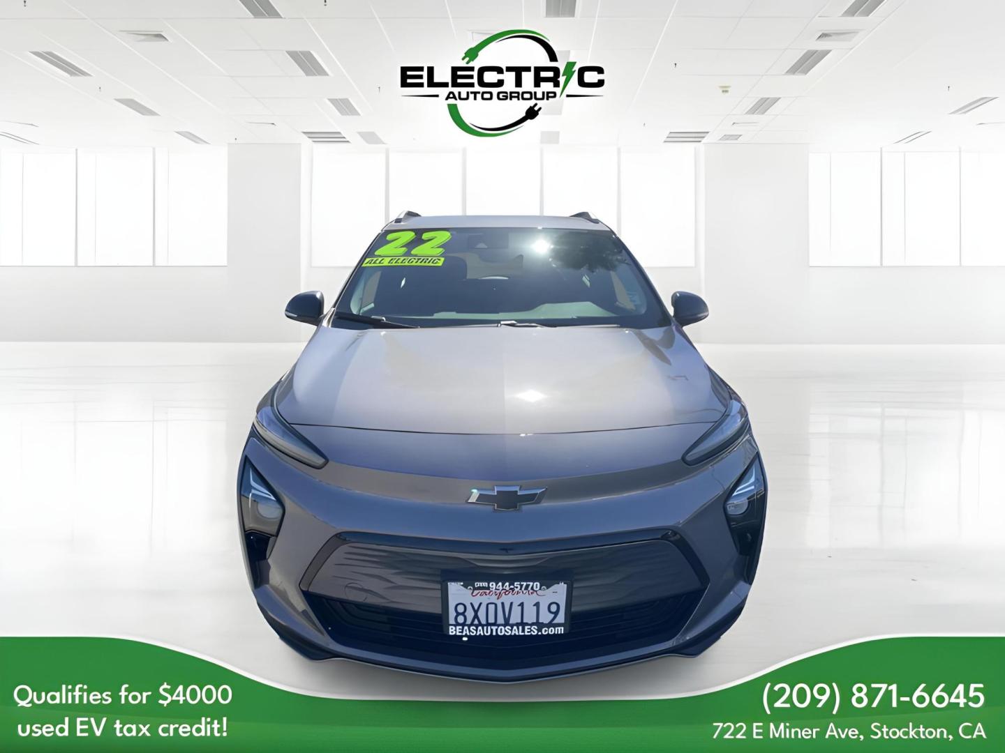 2022 GRAY Chevrolet Bolt EV 1LT (1G1FY6S07N4) with an ELECTRIC engine, 1A transmission, located at 722 E Miner Ave, Stockton, CA, 95202, (209) 871-6645, 37.956711, -121.282310 - PLUS TAXES AND FEES - Photo#1