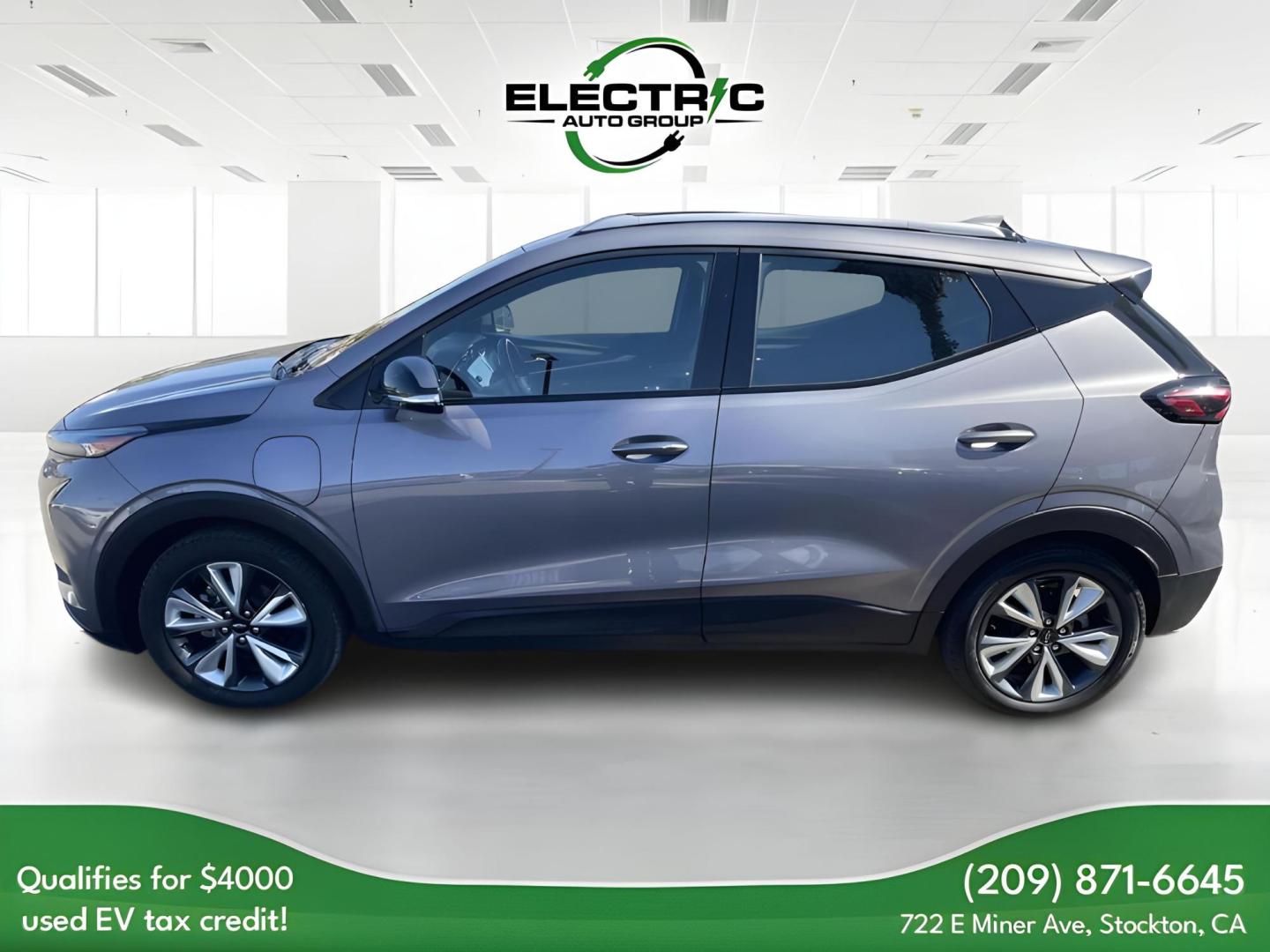 2022 GRAY Chevrolet Bolt EV 1LT (1G1FY6S07N4) with an ELECTRIC engine, 1A transmission, located at 722 E Miner Ave, Stockton, CA, 95202, (209) 871-6645, 37.956711, -121.282310 - PLUS TAXES AND FEES - Photo#3