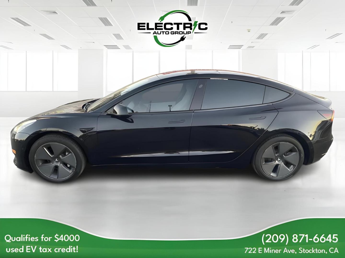 2021 BLACK Tesla Model 3 Standard Range Plus (5YJ3E1EA0MF) with an ELECTRIC engine, 1A transmission, located at 722 E Miner Ave, Stockton, CA, 95202, (209) 871-6645, 37.956711, -121.282310 - PLUS TAXES AND FEES - Photo#3