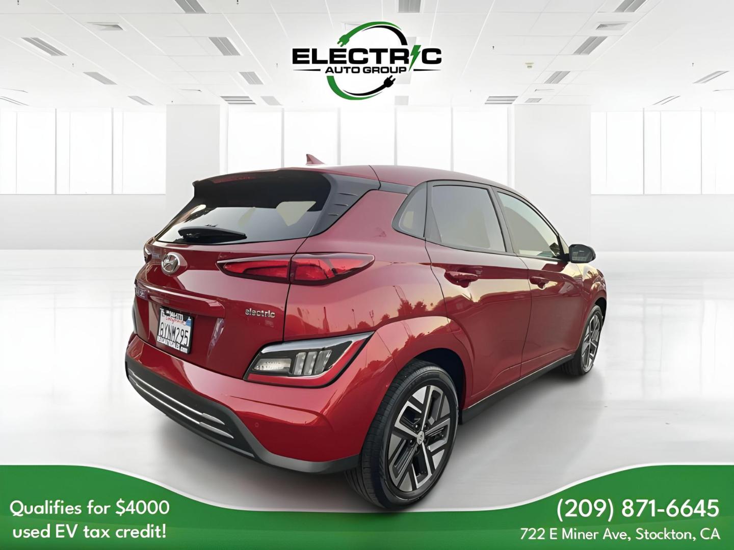 2022 RED Hyundai Kona EV Ultimate (KM8K53AG5NU) with an ELECTRIC engine, 1A transmission, located at 722 E Miner Ave, Stockton, CA, 95202, (209) 871-6645, 37.956711, -121.282310 - PLUS TAXES AND FEES - Photo#6