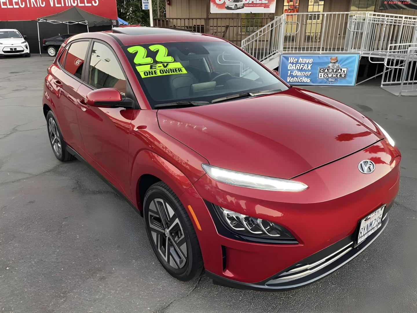 2022 RED Hyundai Kona EV Ultimate (KM8K53AG5NU) with an ELECTRIC engine, 1A transmission, located at 722 E Miner Ave, Stockton, CA, 95202, (209) 871-6645, 37.956711, -121.282310 - PLUS TAXES AND FEES - Photo#8