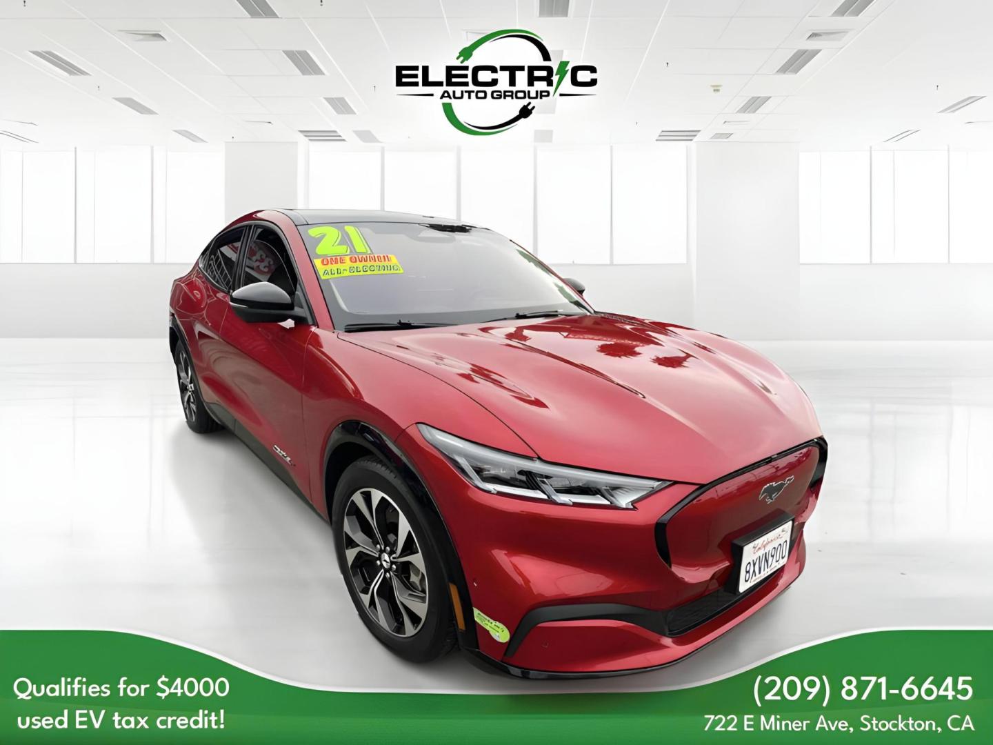 2021 RED Ford Mustang Mach-E Premium (3FMTK3R72MM) with an ELECTRIC engine, 1A transmission, located at 722 E Miner Ave, Stockton, CA, 95202, (209) 871-6645, 37.956711, -121.282310 - PLUS TAXES AND FEES - Photo#0