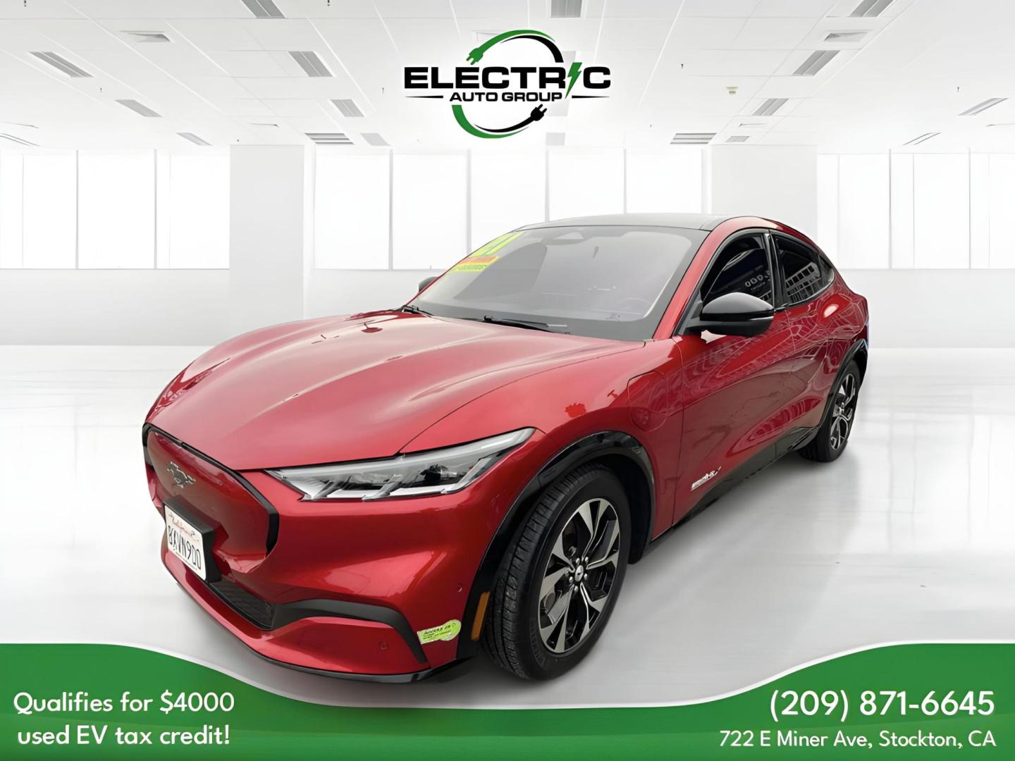 2021 RED Ford Mustang Mach-E Premium (3FMTK3R72MM) with an ELECTRIC engine, 1A transmission, located at 722 E Miner Ave, Stockton, CA, 95202, (209) 871-6645, 37.956711, -121.282310 - PLUS TAXES AND FEES - Photo#2