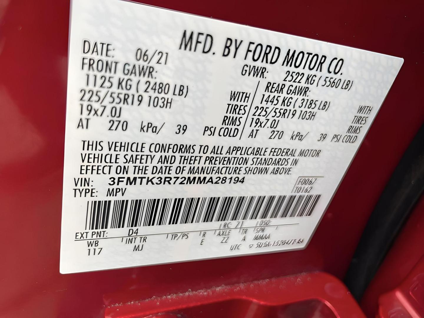 2021 RED Ford Mustang Mach-E Premium (3FMTK3R72MM) with an ELECTRIC engine, 1A transmission, located at 722 E Miner Ave, Stockton, CA, 95202, (209) 871-6645, 37.956711, -121.282310 - PLUS TAXES AND FEES - Photo#19