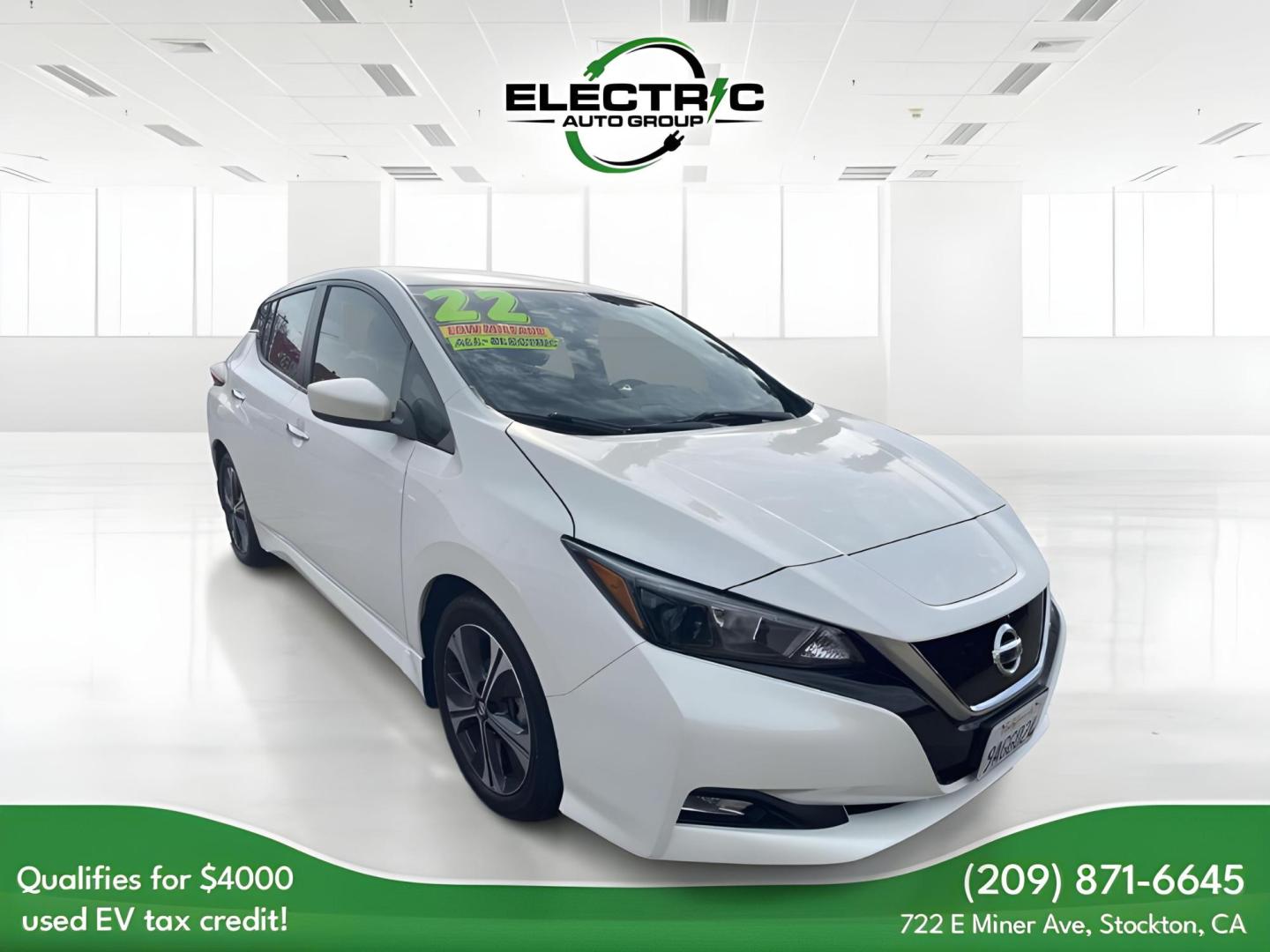 2022 WHITE Nissan LEAF SV (1N4AZ1CV4NC) with an ELECTRIC engine, CVT transmission, located at 722 E Miner Ave, Stockton, CA, 95202, (209) 871-6645, 37.956711, -121.282310 - PLUS TAXES AND FEES - Photo#0