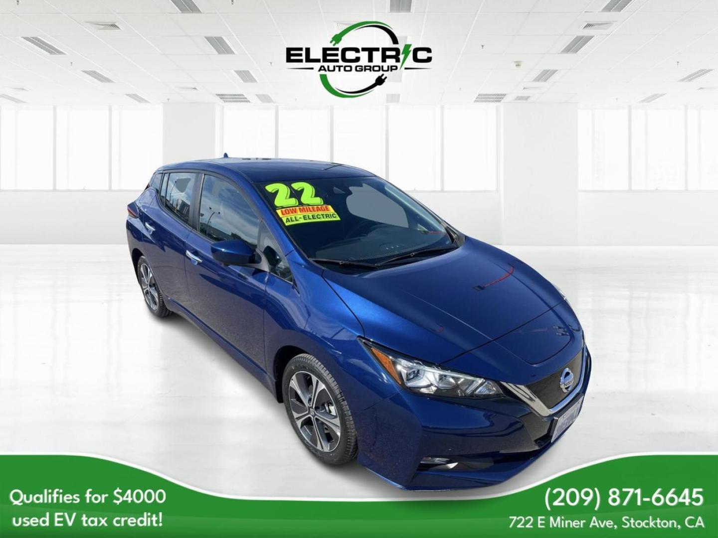 2022 Nissan LEAF SV (1N4BZ1CV7NC) with an ELECTRIC engine, CVT transmission, located at 722 E Miner Ave, Stockton, CA, 95202, (209) 871-6645, 37.956711, -121.282310 - PLUS TAXES AND FEES - Photo#0