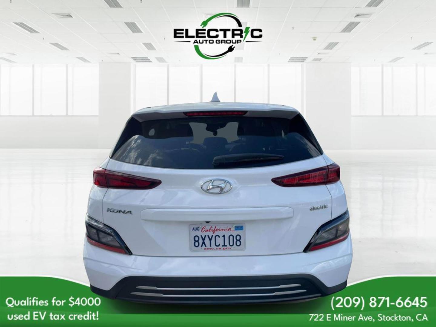 2022 WHITE /GRAY Hyundai Kona EV Limited (KM8K33AGXNU) with an ELECTRIC engine, 1A transmission, located at 722 E Miner Ave, Stockton, CA, 95202, (209) 871-6645, 37.956711, -121.282310 - Up to $4,000 in Savings This vehicle may qualify for the Pre-Owned Clean Vehicle tax credit made available to taxpayers in the Inflation Reduction Act. For comprehensive details on the full range of eligibility requirements and to gain further insight into the Pre-Owned Clean Vehicle tax credit, w - Photo#3